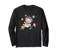 Kids Space Pig Cute Show Pig Lover Maglia a Manica