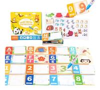 Kids Sticker Book, Learning Set, Double Sided Activity Cards, Static Cling Craft Letters Numbers Kit Reward Homework Toy for Classroom Airplane Road Trip Birthday Use 4.33x2.76 inches