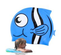 Kids Stretchy Swim Cap - Soft Cartoon Fish Design Hat, High-Elastic Silicone Swimming for Hair Safety, Tear-Resistant Comfortable Hat Boys Girls | Perfect Poolside Activities, Water Games, Bath Time,