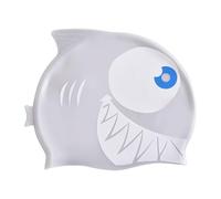 Kids Swim Caps, Shark Swimming Pool Hat with Silicone Material and Fun Cartoon Design, Waterproof Animal Protection Cap for Boys Girls Over Age 3 for Long or Short Hair at Beach Bath
