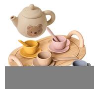 Kids Tea Party Set, Silicone Pretend Play Tea Set, Educational Role Play Toy, Food Grade Durabled Material for Indoor Outdoor Birthday Preschool Learning Fun, 485g