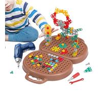 Kids Tool Set, Electric Drill, Construction , Screwdriving Tool Engineering Kit Colorful Pieces, Ideal for Preschoolers and Young Children, 10.24x2.44x9.84 Inches