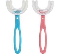 Kids U-Shaped Toothbrush,Food Grade Soft Silicone Brush Head,360° Oral Teeth Cleaning Design,U Shape Portable Baby Silicone Toothbrush,for Toddlers and Children(2PCS) (M(Ages 6-12))