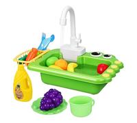 Kids Water Play Sink with Electric Faucet, Pretend Kitchen Washing Toy for Girls, Floating Dish Play Set for Role Plays Fun, Indoor Activity Toy for Toddler Age 3+, 16.54x10.24 Inches