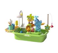 Kids Water Table, Sand Sensory Toy, Interactive Educational Station, Built-in Water Pump, Skill-Building Play Design, for Backyard Beach Outdoor Home Playtime Use, 21.26x11.42x20.87 Inches