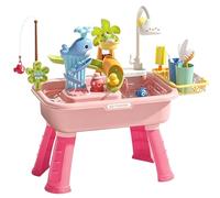 Kids Water Table with Pump Summer Sensory Play Sink Kitchen Toy Set for Tod