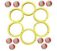 Kids Water Toss Game, Pool Floating Toy, Eva Throw Ring with 10 Rainbow Balls, Colorful Design for Swimming Pool Fun, Holiday Beach Parties, 12.6x12.2 Inches Multicolor 1 Set