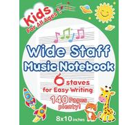 Kids Wide Staff Music Notebook - English -: Blank Manuscript Paper for Kids & Beginners | Easy Writing with Wide Staff (6 Staves Per Page) | Includes ... for Lessons, Practice & Composition | Green