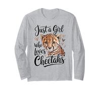 Kids Women Just A Girl Who Loves Cheetahs Animal Lover White Maglia a Manica