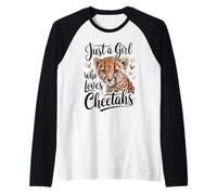 Kids Women Just A Girl Who Loves Cheetahs Animal Lover White Maglia con Maniche Raglan