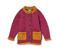 Kids Woollen Roll Neck Pink & Orange Cardigan