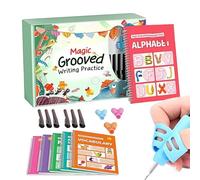 Kids Writing Practice Book - Reusable Grooved Copybook | Kids Handwriting Practice Workbook with Pen Grips | for Preschool Homeschool Boys Girls Kindergarten Tracing Children