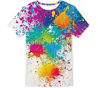 Kids4ever 3D T Shirt Ragazzo Ragazze Adolescentes Personalizzata Schizzi di Vernice Grafico Girocollo Tees Tops Camicie Moda Casual per la Festa del Festival