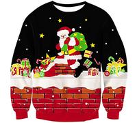 Kids4ever Maglione Natalizio Lavorato a Maglia per Ragazzi Ragazze Maglione Natalizio Divertente Regalo di Babbo Natale Stella Grafica Nero Girocollo Maglioni a Maniche Lunghe Maglieria Top 7-8 Anni