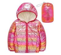 Kids4ever Ragazze Cappotto Invernale con Cappuccio Imbottito Giacche Antivento Impermeabile Lucido Caldo Invernale Capispalla 4-5 Anni