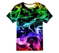 Kids4ever Ragazzo Ragazze Tshirt Divertente 3D Colorato Fumo Modello O-Collo Tee Tops Bambini Estate Sport in Esecuzione T Shirts 10-12T