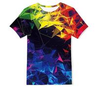 Kids4ever Ragazzo Ragazze Tshirt Divertente 3D Diamante ColoratoModello O-Collo Tee Tops Bambini Estate Sport in Esecuzione T Shirts Nero 10-12T