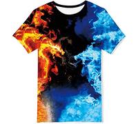 Kids4ever Ragazzo Ragazze Tshirt Divertente 3D Galassia Draghi Modello Manica Corta Magliette Tops Bambini Estate Sport in Esecuzione T Shirts 10-12T