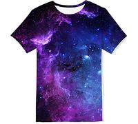 Kids4ever Ragazzo Ragazze Tshirt Divertente 3D Galassia Modello O-Collo Tee Tops Bambini Estate Sport in Esecuzione T Shirts 10-12T