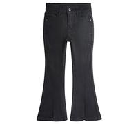 KIDSCOOL SPACE Jeans per Ragazze, Cintura Elastica per Bambina Big Little all'Interno di Pantaloni Svasati in Denim ad Alta Elasticità, Nero, 11-12 Anni