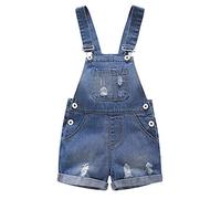 KIDSCOOL SPACE Salopette di Jeans per Bambina,Shortall in Denim Estivo per Bambini,Blu,12-18 Mesi