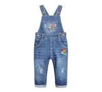 KIDSCOOL SPACE Salopette di jeans per bebè e bimbe a scatto gamba/cavallo facile da cambiare pannolino, blu, 18-24 mesi