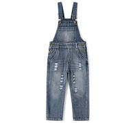 KIDSCOOL SPACE Salopette in Denim Strappato Stonewashed con Tasca Grande per Neonati e Bambini/Ragazzi,Blu,11-12 Anni