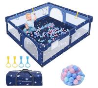 Kidsgigglz Parco per bambini, 130x130x66 cm con palle, tessuto Oxford, area giochi con borsa per il trasporto, recinto per bambino stabile con rete traspirante, modello cartone animato