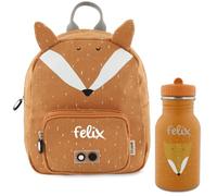 Kidslino Zaino personalizzato per bambini con nome, design volpe Trixie, ideale per asilo nido, garderi, cerniere adatte ai bambini, opzionali con bottiglia d'acqua