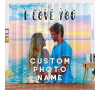 KIDSLOVE Tende oscuranti personalizzate, 2 pezzi, opache, per camera da letto, protezione dal rumore, personalizzate, con foto e testo (1,220 x 215 cm (larghezza x altezza), 110 x 215 cm x 2)