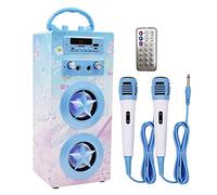 Kidsonor Macchina per karaoke Bluetooth per bambini, con 2 microfoni, telecomando wireless, portatile, per karaoke, lettore MP3, altoparlante con microfoni, per bambini e adulti, per feste in casa
