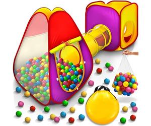 KIDUKU Tenda a dado per bambini Pop Up con tunnel + 200 palline + borsa per interni ed esterni