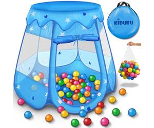 KIDUKU® Tenda da gioco per bambini pop up + 100 palline + borsa per interni ed esternim (Blu)