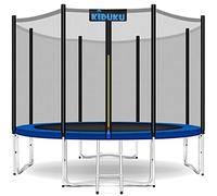 KIDUKU® Trampolino, Tappeto Elastico per Giardino Ø 305 cm | Set Completo con Rete di Sicurezza, Scaletta, Copertura, Ancoraggi e Accessori | Trampolino Elastico per Bambini