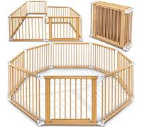 KIDUKU® XXL Box per Bambini Barriera di sicurezza di 7,2 metri, pieghevole e porta inclusa, composto da 8 Elementi, formabile individualmente recinto di sicurezza (Bianco)