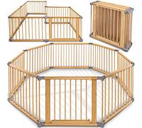 KIDUKU® XXL Box per Bambini Barriera di sicurezza di 7,2 metri, pieghevole e porta inclusa, composto da 8 Elementi, formabile individualmente recinto di sicurezza (Grigio)