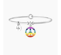 KIDULT - Bracciale rigido con ciondolo multicolor simbolo della pace
