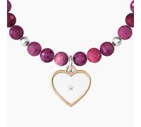 KIDULT - Bracciale agata fuxia, acciaio 316L e PVD Rosè | Love