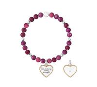 KIDULT - Bracciale agata fuxia, acciaio 316L e PVD Rosè | Love