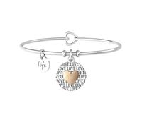 KIDULT - Bracciale rigido donna inciso con ciondolo tondo e cuore