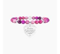 KIDULT - Bracciale Nonna con agata multicolor e ciondolo cuore