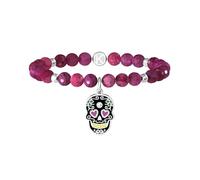 KIDULT - Bracciale in agata fucsia con teschio
