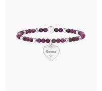 KIDULT - Bracciale Nonna con agata fucsia e ciondolo cuore