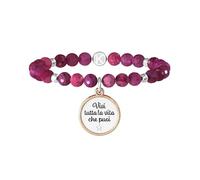 KIDULT - Bracciale elastico fucsia con frase motivazionale di Henry James