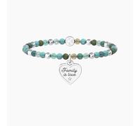 KIDULT - Bracciale Famiglia con agata multicolor e ciondolo cuore
