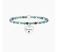 KIDULT - Bracciale Figlia con agata multicolor e ciondolo cuore