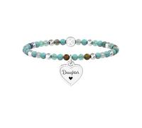 KIDULT - Bracciale Figlia con agata multicolor e ciondolo cuore