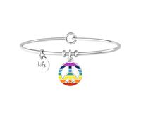 KIDULT - Bracciale rigido con ciondolo multicolor simbolo della pace