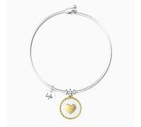 KIDULT - Bracciale rigido donna con ciondolo tondo e cuore