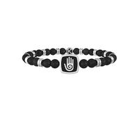 KIDULT - Bracciale pietra lavica, acciaio 316L e PVD nero | Symbols